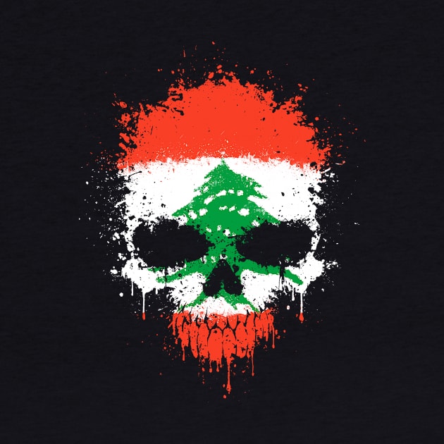 Chaotic Lebanese Flag Splatter Skull by jeffbartels